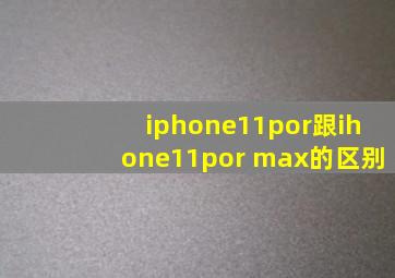 iphone11por跟ihone11por max的区别